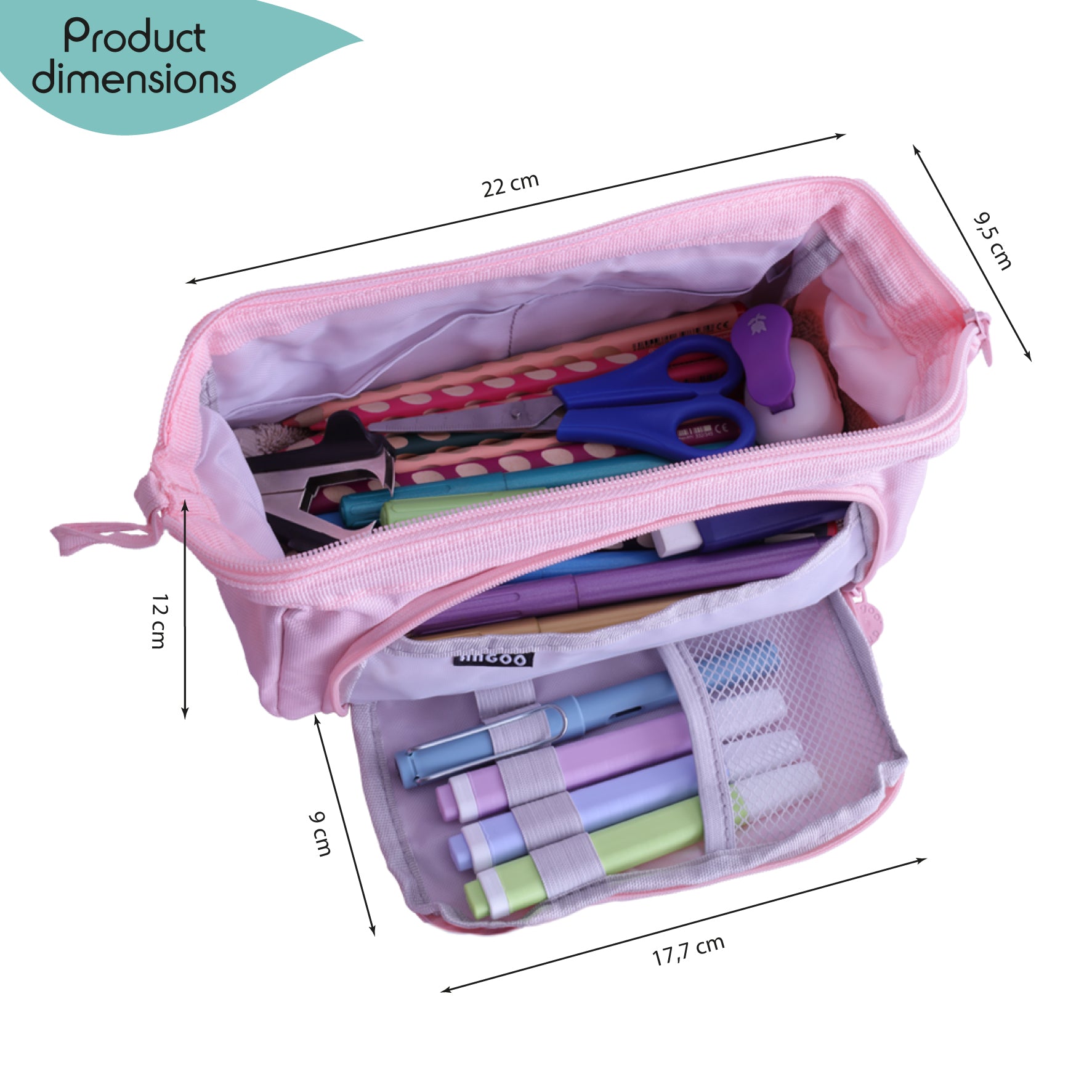 mäppchen, schlampermäppchen mit inhalt (inhalt nicht im lieferumfang enthalten), produktabmessungen 