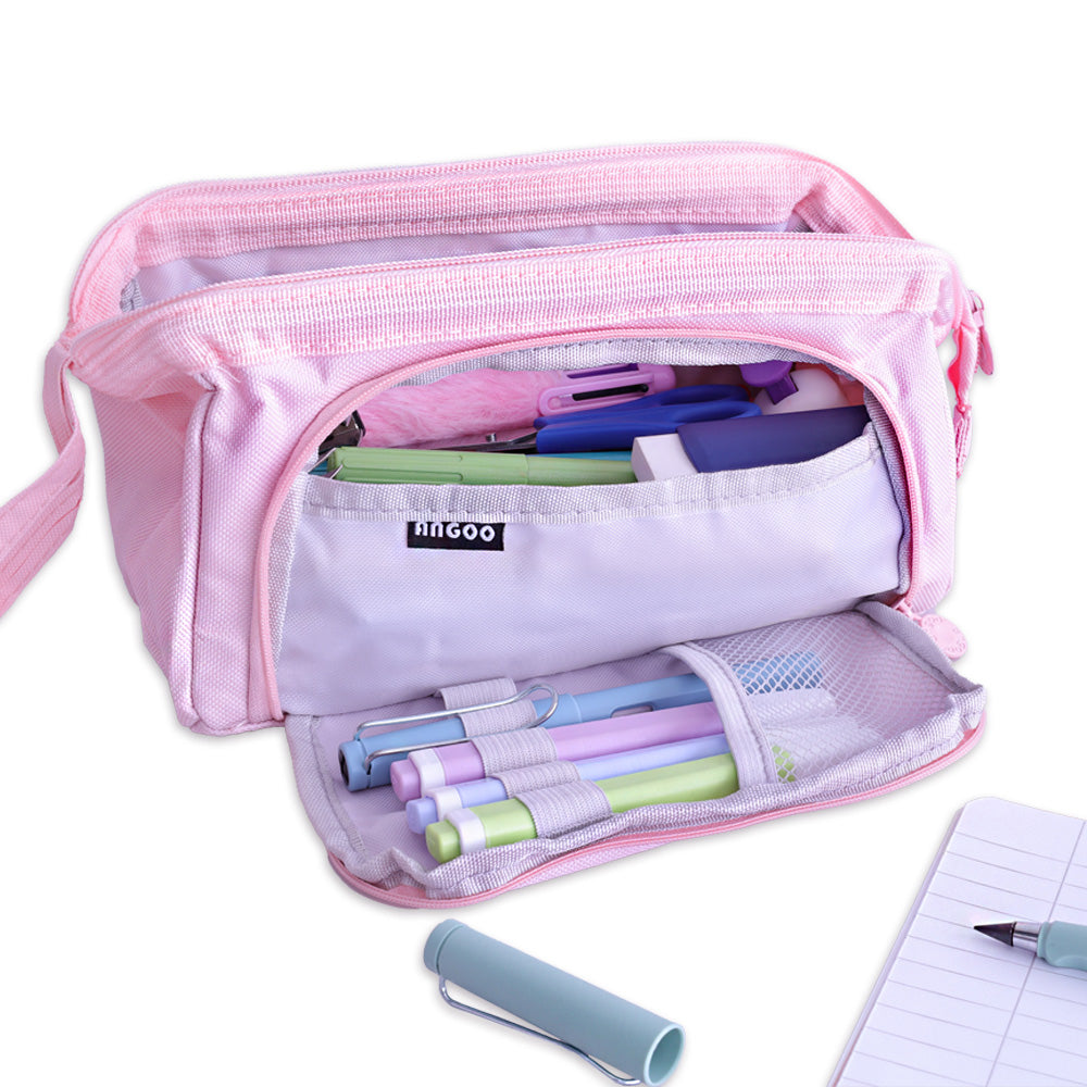 mäppchen, schlampermäppchen mit inhalt (inhalt nicht im lieferumfang enthalten), geöffnet