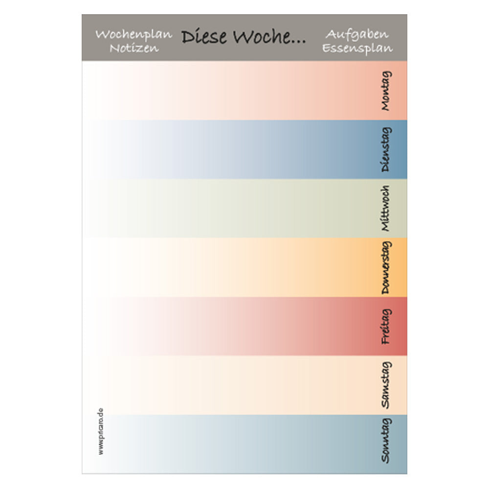 wochenplaner colours a6,  bunt gestreift, frontansicht