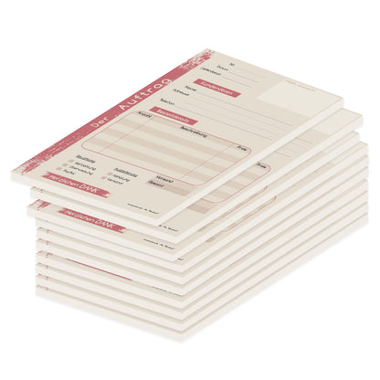 auftragsblock brushed rosa, a5, ohne durchschlag, platz für alle wichtigen details (kundendaten, bestelldetails), 10er set