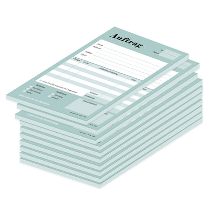 auftragsblock color match, a5, türkis, ohne durchschlag, platz für alle wichtigen details (kundendaten, bestelldetails), 10er set