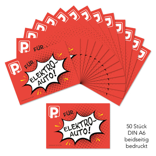 flyer scheisse geparkt "elektroauto comic" mit der aufschrift "P für elektroauto ", 50 stück