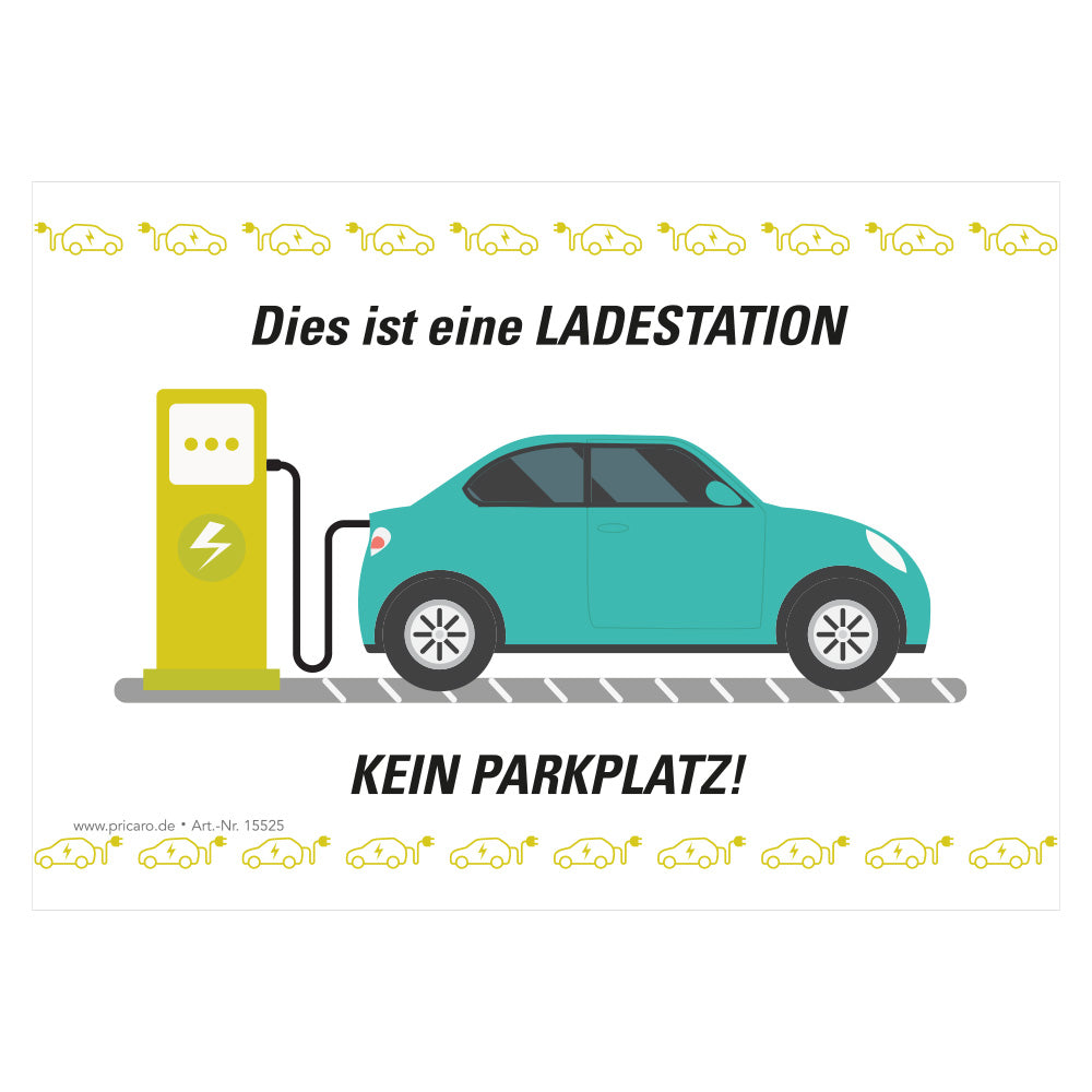 flyer scheisse geparkt "elektroauto ladestation" mit der aufschrift "dies ist einen ladestation, kein parkplatz", frontansicht