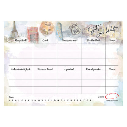 spielblock stadt, land, welt, mini, taschenformat, bunte optik, frontansicht