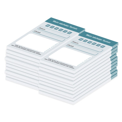 terminblock classic petrol, felder von montag bis samstag zum ankreuzen, zeilen für datum und uhrzeit und ein freifeld für stempel oder notizen, 20er set