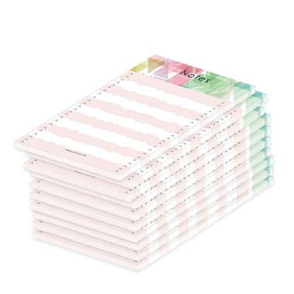 notizblock mosaik, a7, leimbindung am kopf, 10er set, rosa bunte optik im mosaik stil
