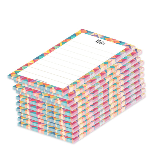notizblock lucy, a7, leimbindung am kopf, bunter umlaufender rand, 10er set