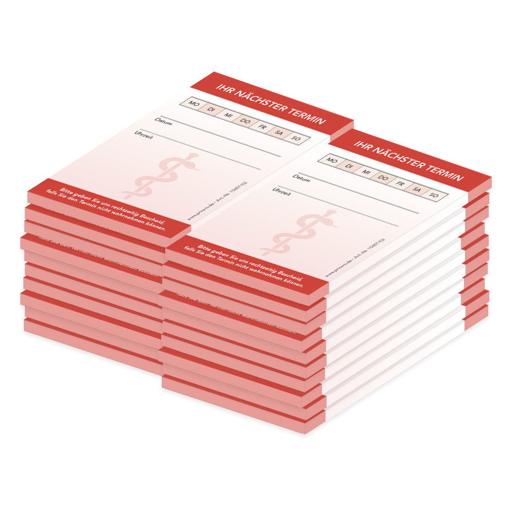 Terminblock Ärzte und Mediziner "Äskulapstab" rot, (20er Pack)
