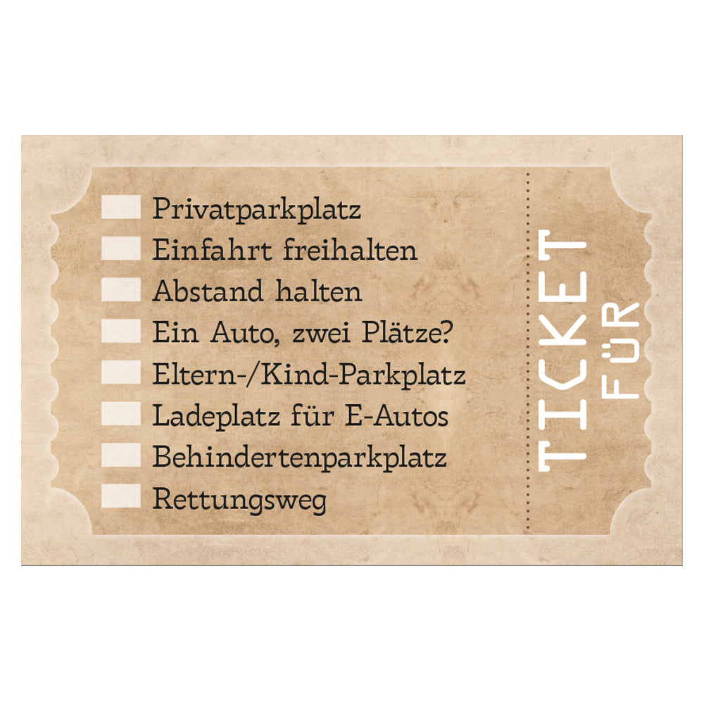 Scheiße geparkt Karten im Visitenkartenformat für die Windschutz- oder Seitenscheibe, Version Ticket Rückseite