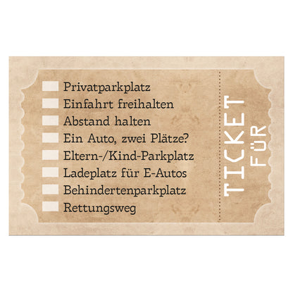 Scheiße geparkt Karten im Visitenkartenformat für die Windschutz- oder Seitenscheibe, Version Ticket Rückseite