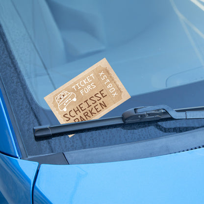 Scheiße geparkt Karten im Visitenkartenformat für die Windschutz- oder Seitenscheibe, Version Ticket