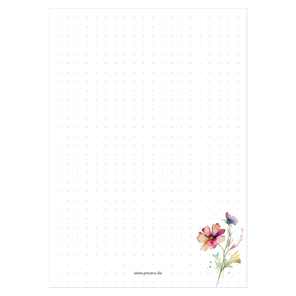 notizblock blumig, variante silenemit bunten blumen am unteren rand