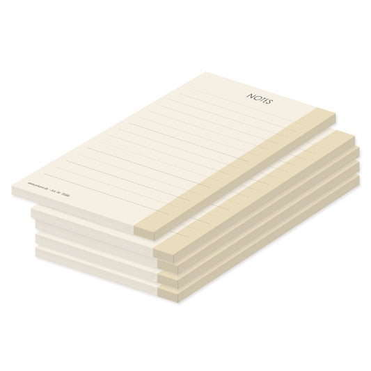 notizblock minimal lined. minimalistische optik in beige mit der aufschrift "notes" am oberen rand.