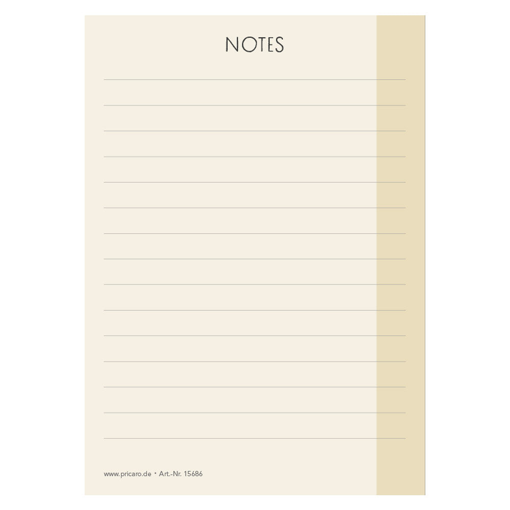 notizblock minimal lined. minimalistische optik in beige mit der aufschrift "notes" am oberen rand.
