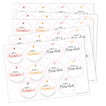 marmeladen sticker "frucht", verschiedene marmeladenaufkleber für erdbeer- und aprikosenmarmelade