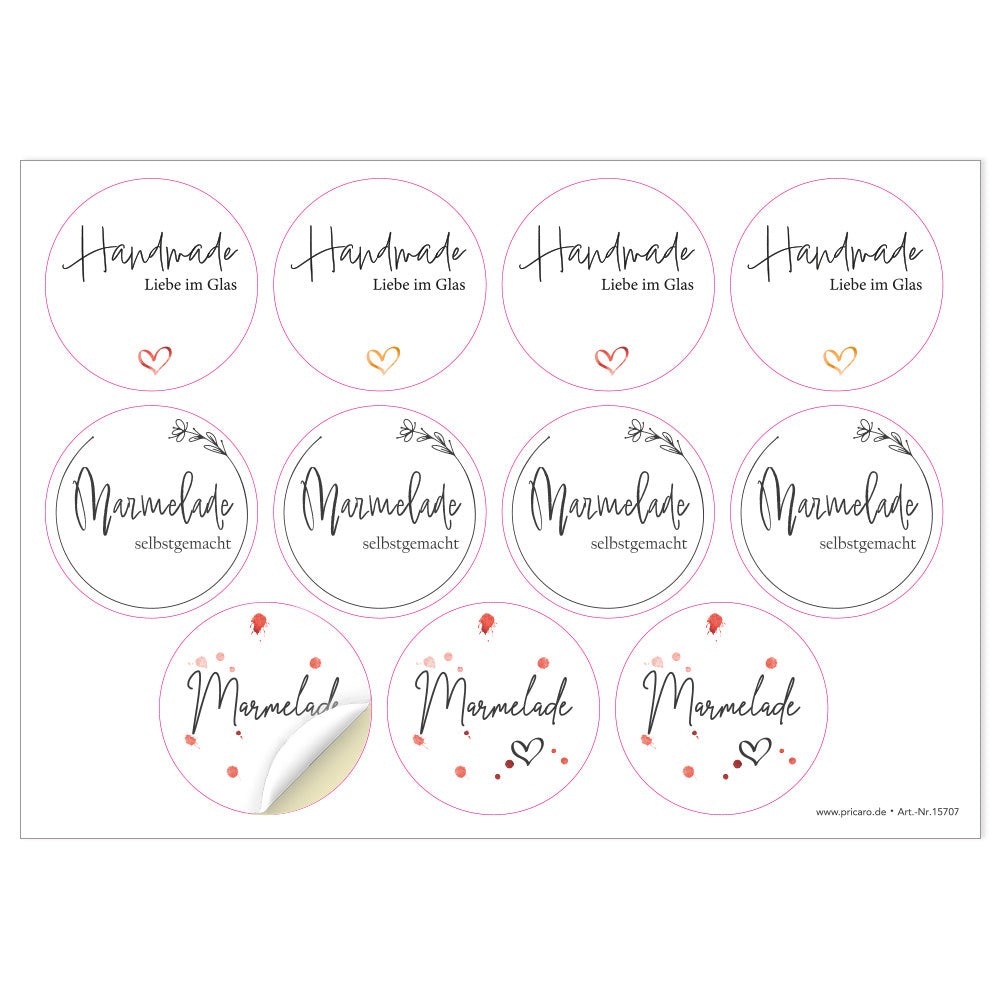 marmeladen sticker "liesel", verschiedene aufkleber für marmelade oder handgemachtes
