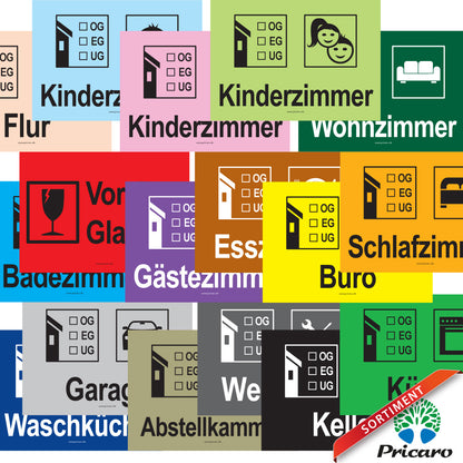 Sortimentsübersicht Umzugsaufkleber