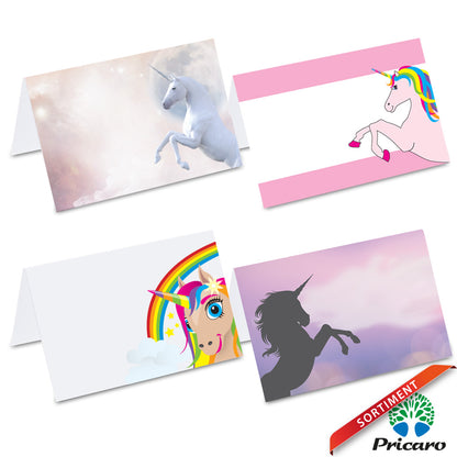sortimentsübersicht tischkarten mit einhornmotiven