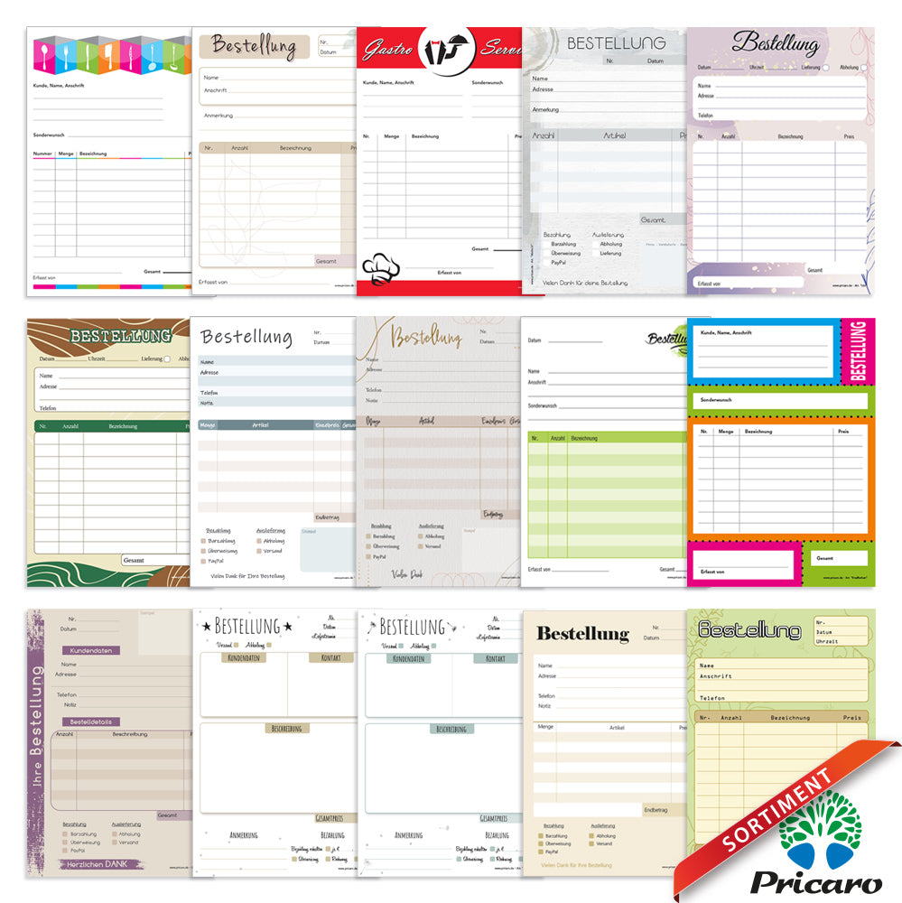 sortimentsübersicht bestellannahmeblöcke a5