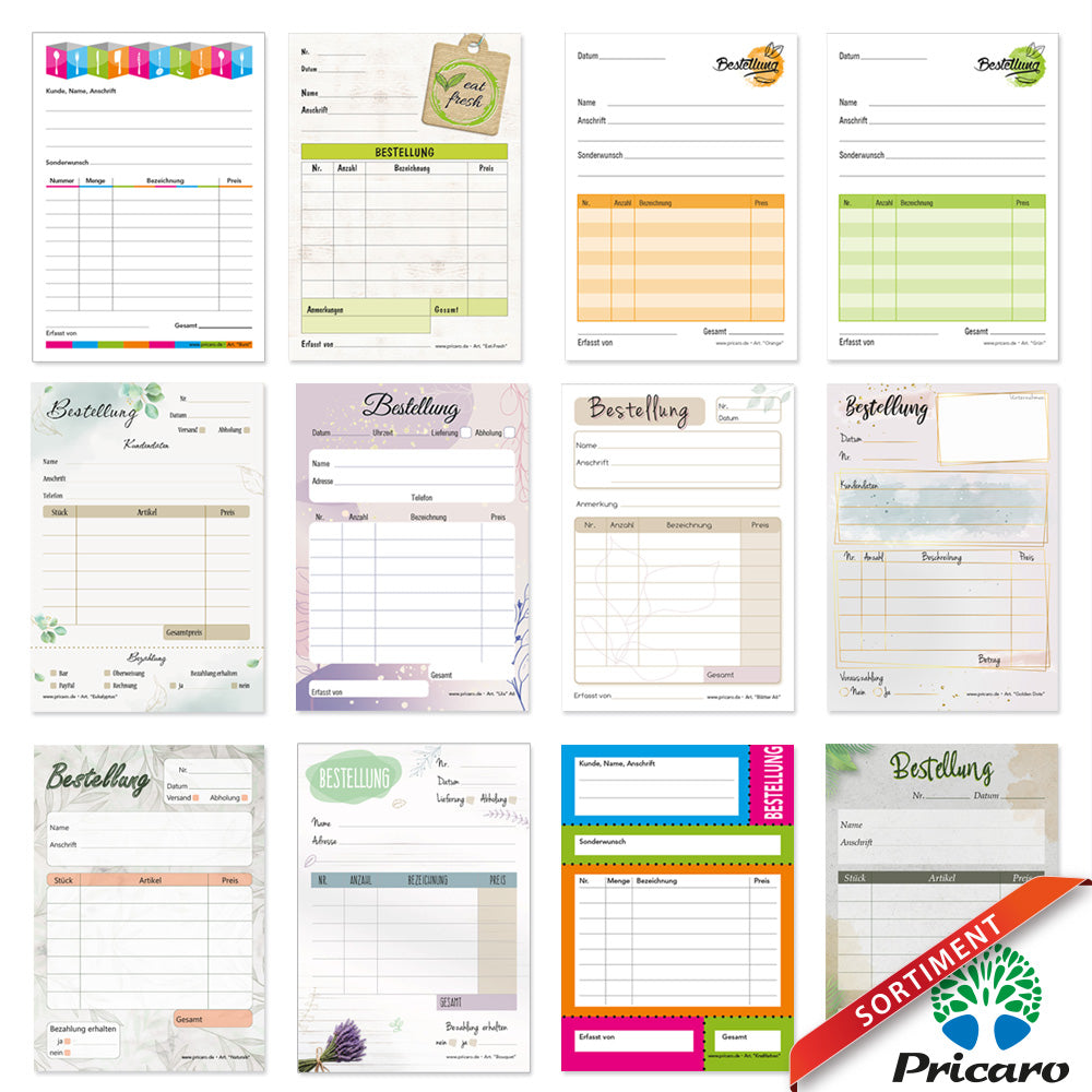 sortimentsübersicht bestellannahmeblöcke a6