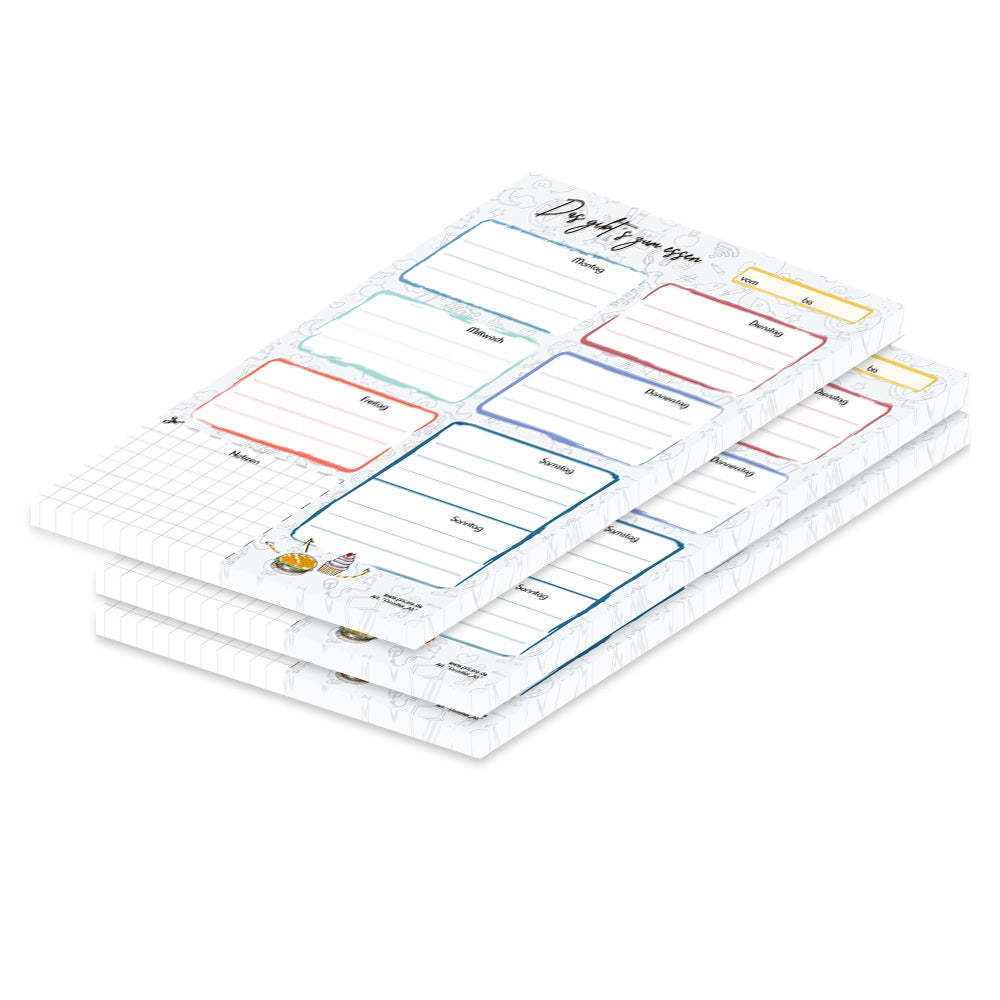 essensplaner doodles, a5. bunte optik, 3er set