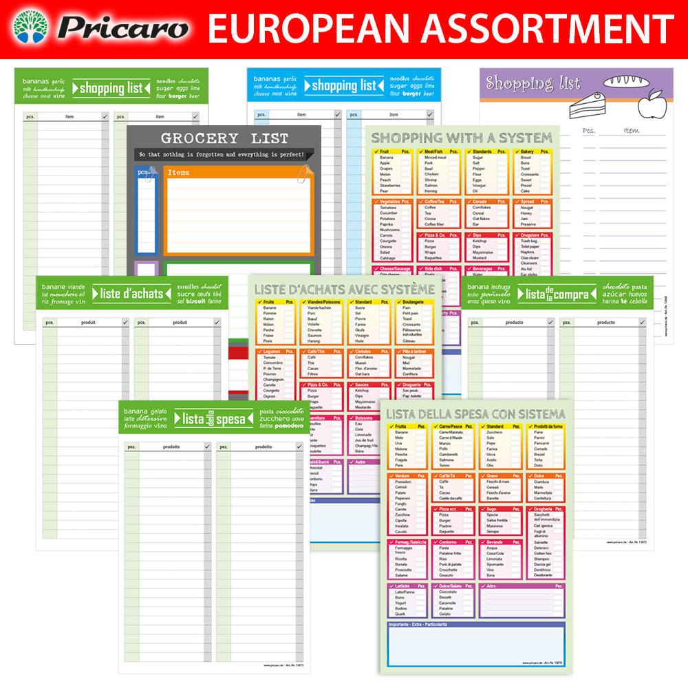 sortimentsübersicht einkaufslisten andere sprachvarianten (englisch, spanisch, etc.)