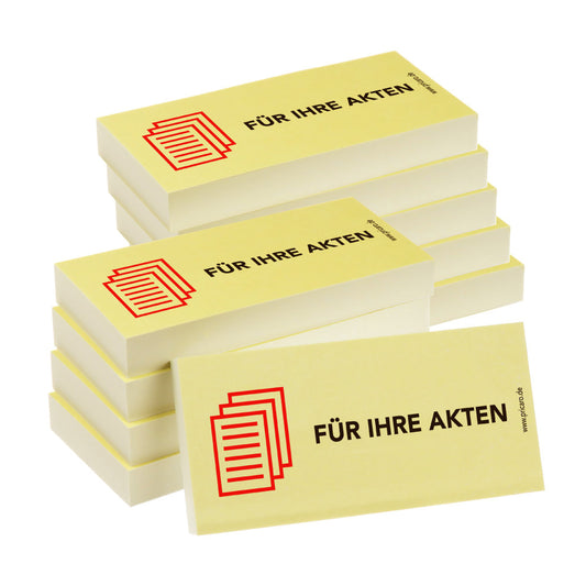 haftnotiz schmal, aufdruck "ihre akten", gelbe optik, 10er set