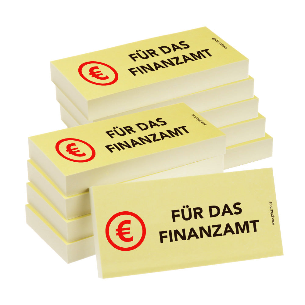 haftnotiz, schmal, aufdruck "für das finanzamt", gelbe optik, 10er set