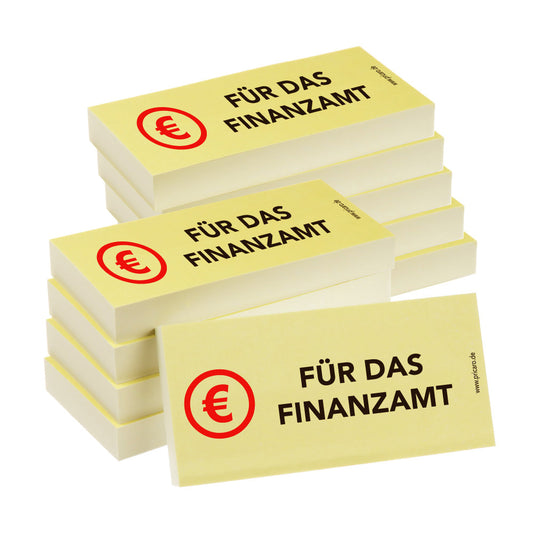 haftnotiz, schmal, aufdruck "für das finanzamt", gelbe optik, 10er set