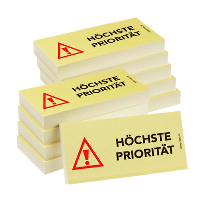 haftnotiz, schmal, aufdruck "höchste priorität", gelbe optik, 10er set