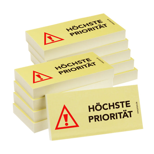 haftnotiz, schmal, aufdruck "höchste priorität", gelbe optik, 10er set