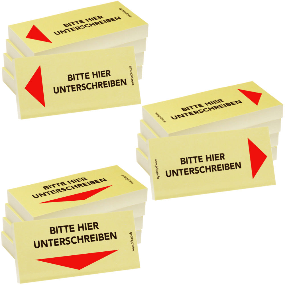 Haftnotizen set bitte hier unterschreiben in drei unterschiedlichen ausführungen