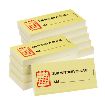 haftnotiz, schmal, aufdruck "zur wiedervorlage am", gelbe optik, 10er set