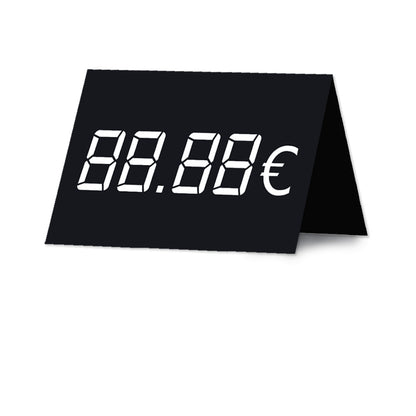 preisschild aus papier, zweistellige anzeige, schwarz, frontansicht