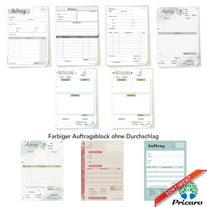 sortimentsübersicht auftragsblöcke mit und ohne durchschlag