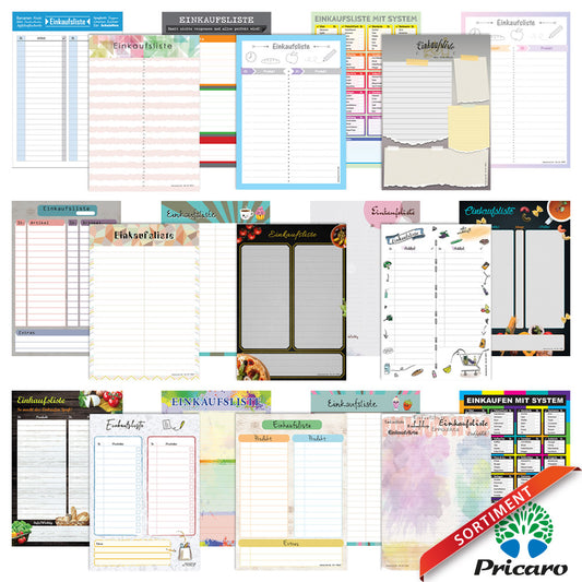 sortimentsübersicht einkaufslisten a5