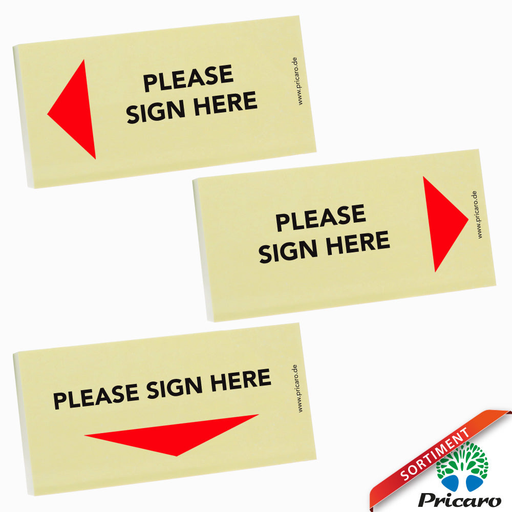 sortimentsübersicht haftnotizen englisch