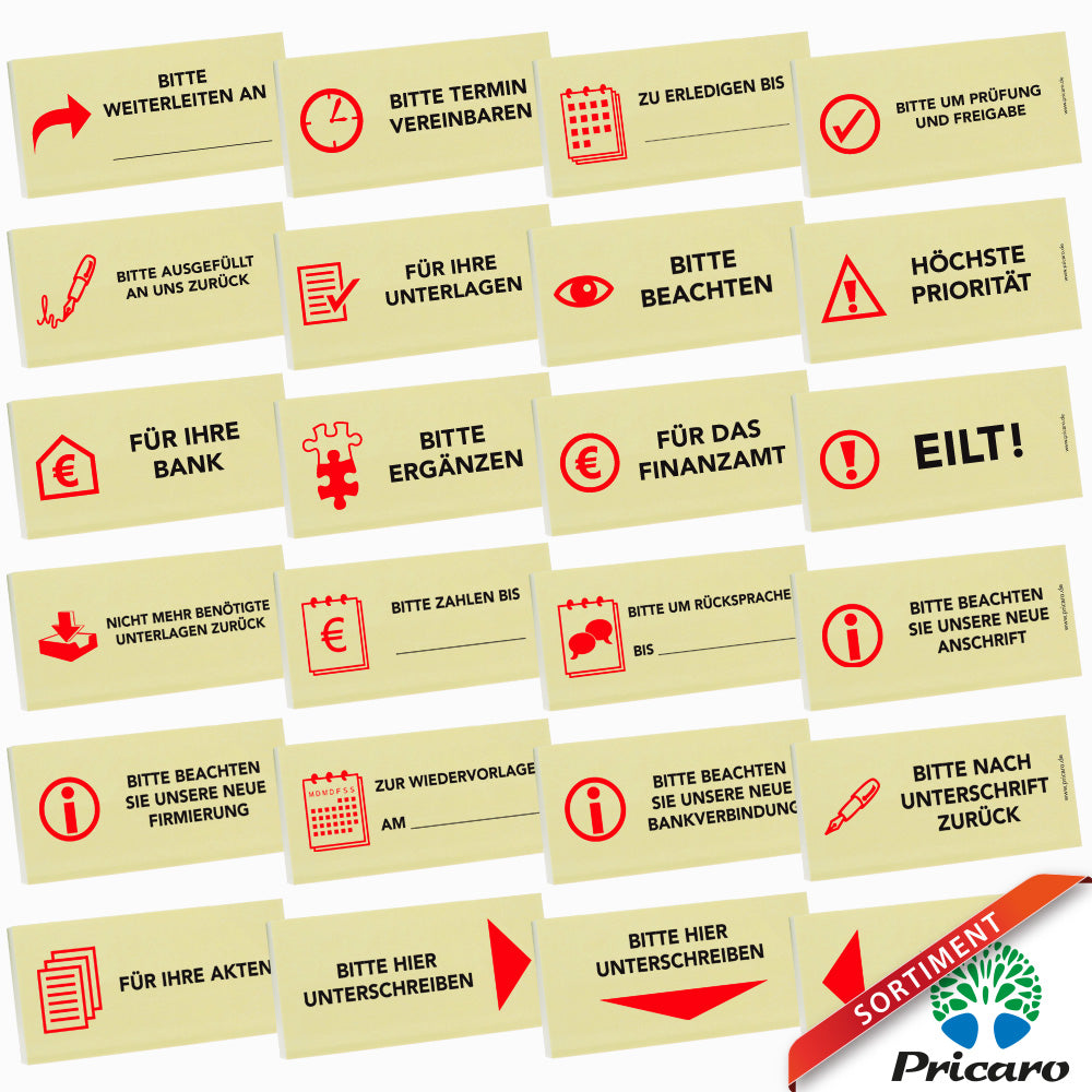 sortimentsübersicht haftnotizen