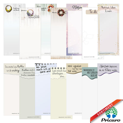 sortimentsübersicht notizblöcke schmal