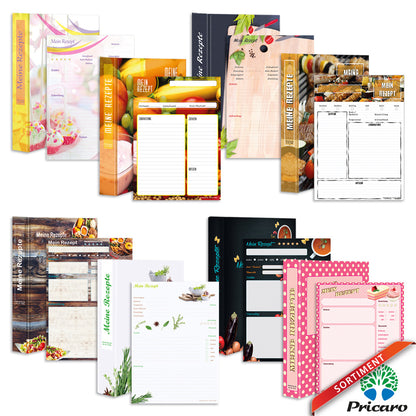 sortimentsübersicht set rezeptordner mit passendem rezeptblock, a4