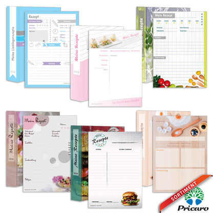 sortimentsübersicht set rezeptordner mit passendem rezeptblock, a5