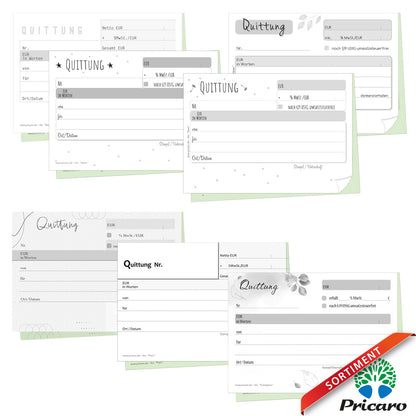 sortimentsübersicht quittungsblöcke mit durchschlag