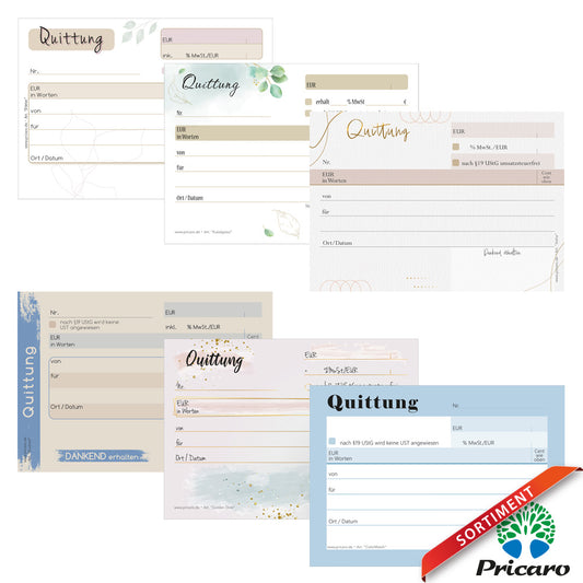 sortimentsübersicht quittungsblöcke ohne durchschlag