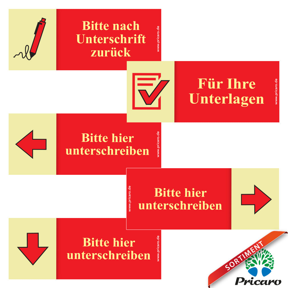 sortimentsübersicht haftnotizen rot-gelb