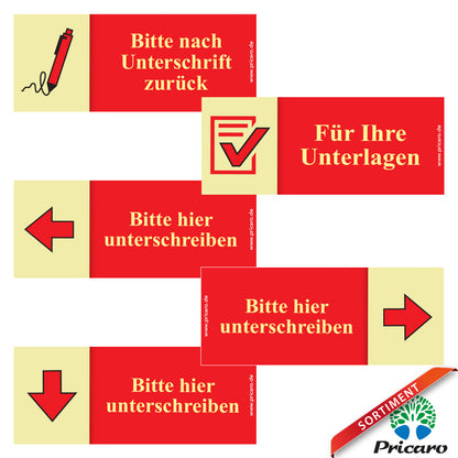 sortimentsübersicht haftnotizen rot-gelb