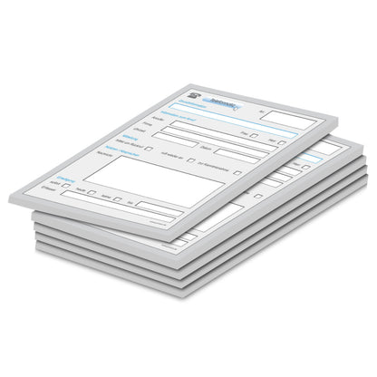 telefonnotizblock pc design, graue optik mit platz für datum, anruferinfos und anmerkungen, 5er set