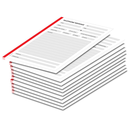 telefonnotizblock rot, ungelocht, rot-graue optik mit platz für datum, anruferinfos und anmerkungen, englische sprachversion, 10er set