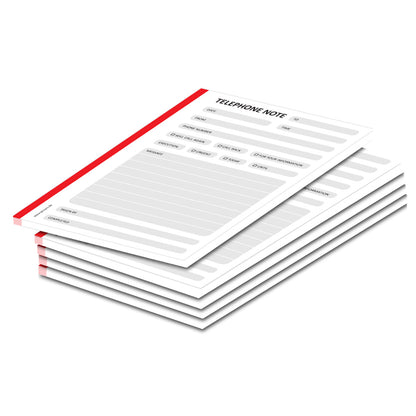 telefonnotizblock rot, ungelocht, rot-graue optik mit platz für datum, anruferinfos und anmerkungen, englische sprachversion, 5er set