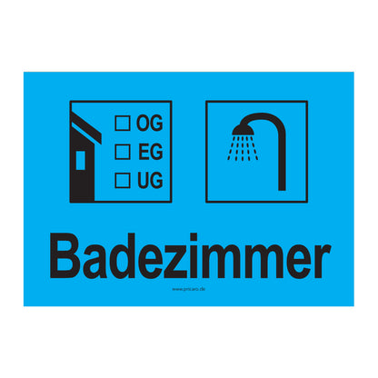 umzugsaufkleber, badezimmer, cyan, stockwerkangabe zum ankreuzen