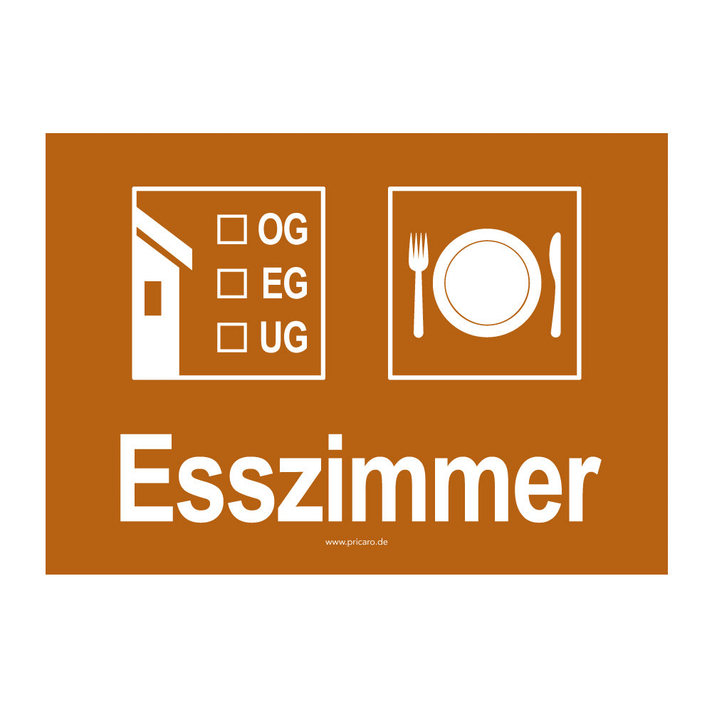 umzugsaufkleber, esszimmer, braun, stockwerkangabe zum ankreuzen